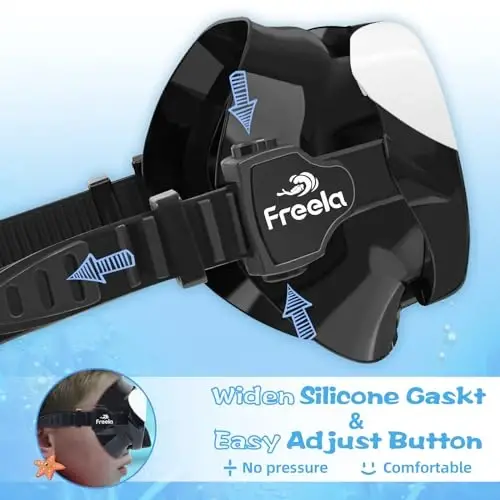 Freela Kids Swimming Goggles 4-16 yoshdagilar uchun burun qopqog'i bilan, tumanlanishga qarshi, sizmaydigan suzish niqobi 180° tiniq ko'rish plyaj hovuzi ko'zoynaklari - 1