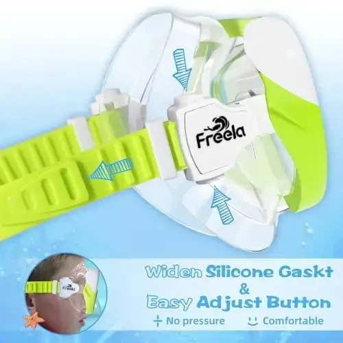 Freela Kids Swimming Goggles 4-16 yoshdagilar uchun burun qopqog'i bilan, tumanlashga qarshi, suv o'tkazmaydigan suzish niqobi 180° tiniq ko'rish plyaj hovuzi ko'zoynaklari - 3