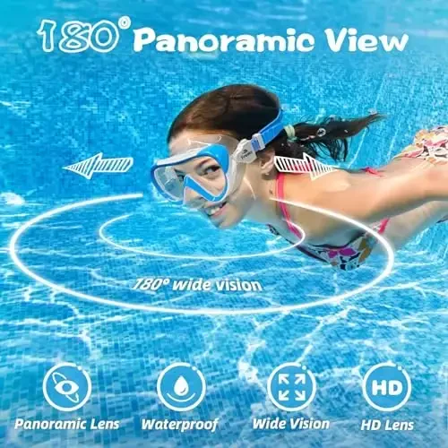Freela Kids Swimming Goggles for 4-16 with Nose Cover, Anti-Fog No Leakage Swim Mask 180° Clear Vision Beach Pool Goggles - 6