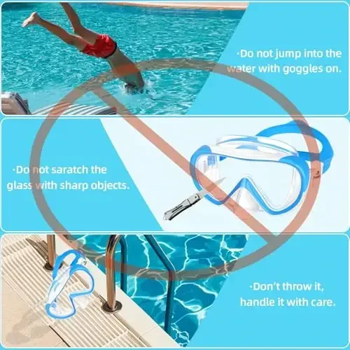 Freela Kids Swimming Goggles for 4-16 with Nose Cover, Anti-Fog No Leakage Swim Mask 180° Clear Vision Beach Pool Goggles - 7