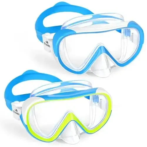 Freela Kids Swimming Goggles for 4-16 with Nose Cover, Anti-Fog No Leakage Swim Mask 180° Clear Vision Beach Pool Goggles - MODAZONE