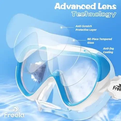 Freela Kids Swimming Goggles for 4-16 with Nose Cover, Anti-Fog No Leakage Swim Mask 180° Clear Vision Beach Pool Goggles - 2