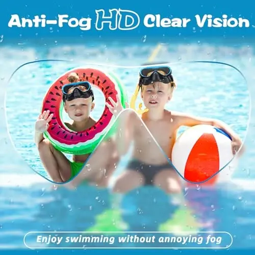 Freela Kids Swimming Goggles for 4-16 with Nose Cover, Anti-Fog No Leakage Swim Mask 180° Clear Vision Beach Pool Goggles - 2