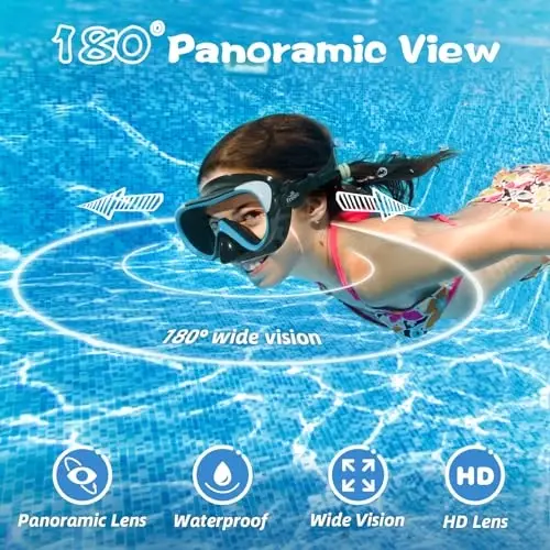 Freela Kids Swimming Goggles for 4-16 with Nose Cover, Anti-Fog No Leakage Swim Mask 180° Clear Vision Beach Pool Goggles - 4