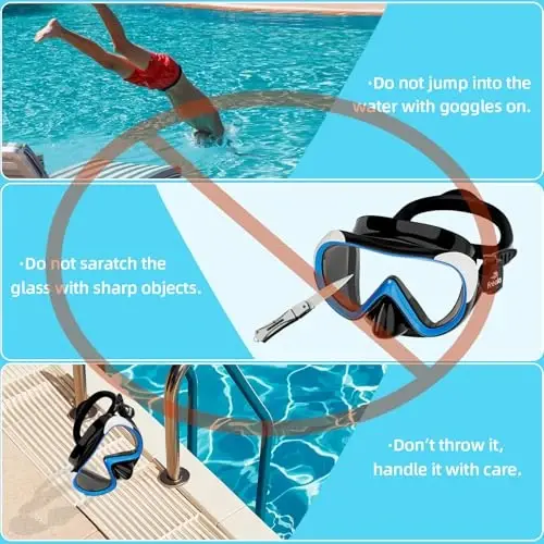 Freela Kids Swimming Goggles for 4-16 with Nose Cover, Anti-Fog No Leakage Swim Mask 180° Clear Vision Beach Pool Goggles - 6