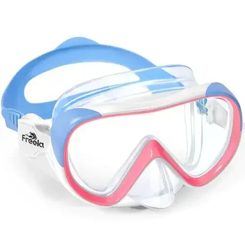 Freela Kids Swimming Goggles for 4-16 with Nose Cover, Anti-Fog No Leakage Swim Mask 180° Clear Vision Beach Pool Goggles - 1