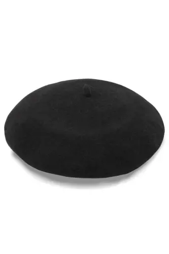 French Artist Australian Wool Felt Beret Black - 3