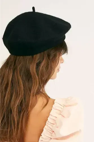 French Artist Australian Wool Felt Beret Black - 5