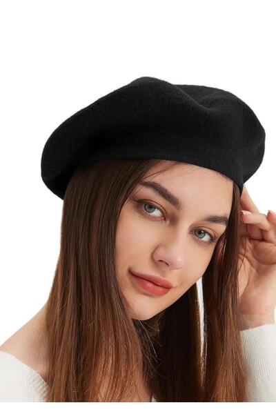 French Artist Australian Wool Felt Beret Black - 11