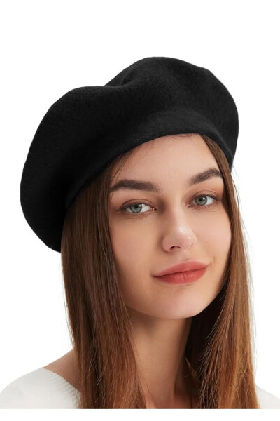 French Artist Australian Wool Felt Beret Black - 12