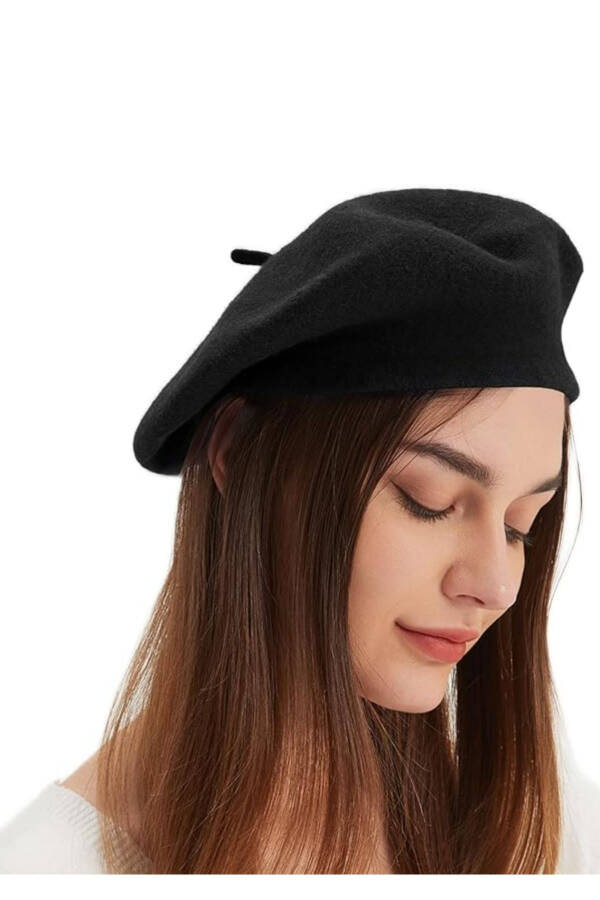 French Artist Australian Wool Felt Beret Black - 13