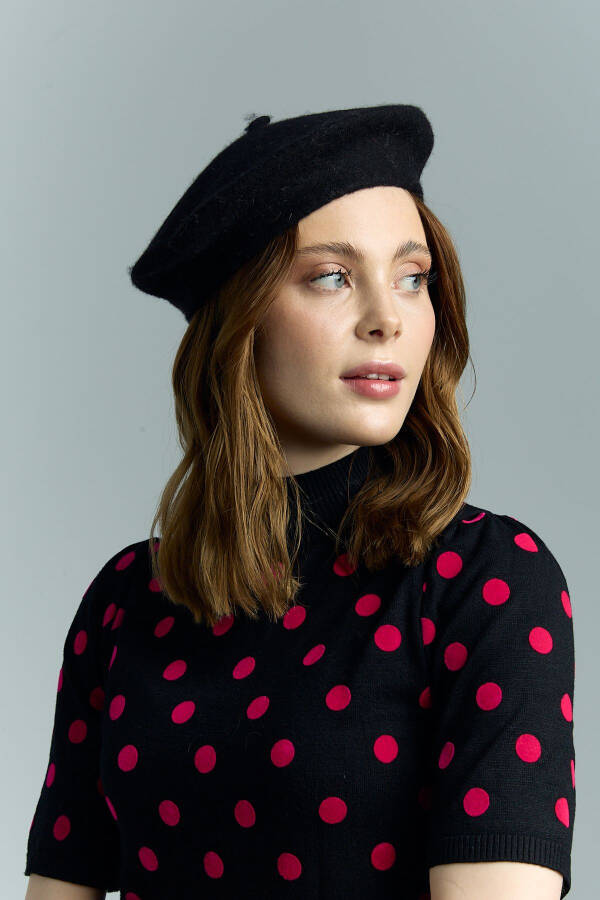 French Artist Australian Wool Felt Beret Black - 5