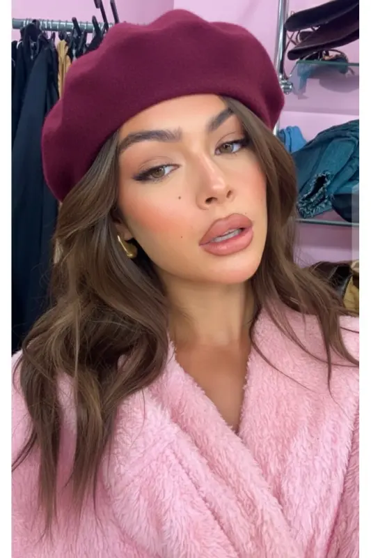 French Artist Australian Wool Felt Beret Burgundy - 1