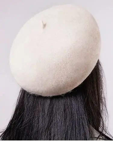 French Beret Hat Women Classic Wool Felt Artist Hats Solid Color Stretchable Beanie Hat - 5