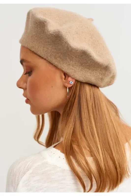 French Painter Australian Wool Felt Beret Beige-Beige - 3