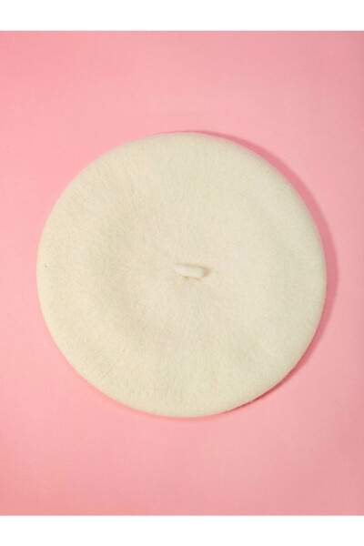 French Painter Australian Wool Felt Beret Ecru - 3