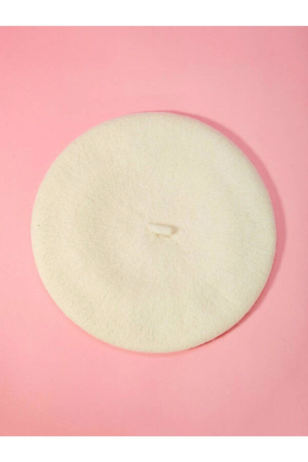 French Painter Australian Wool Felt Beret Ecru - 3