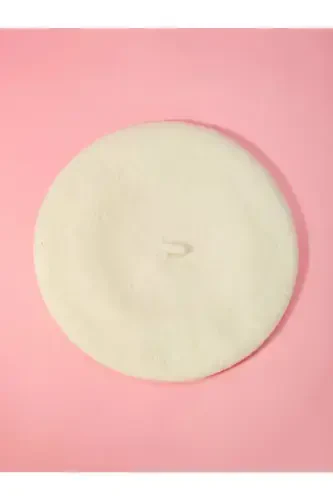 French Painter Australian Wool Felt Beret Ecru - 3