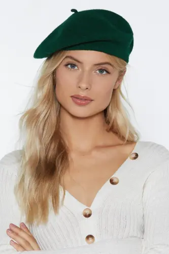 French Painter Australian Wool Felt Beret Green-Emerald Green - 6