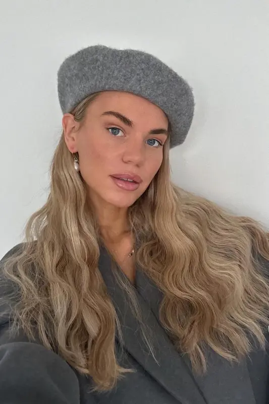 French Painter Australian Wool Felt Beret Grey-Grey - 1