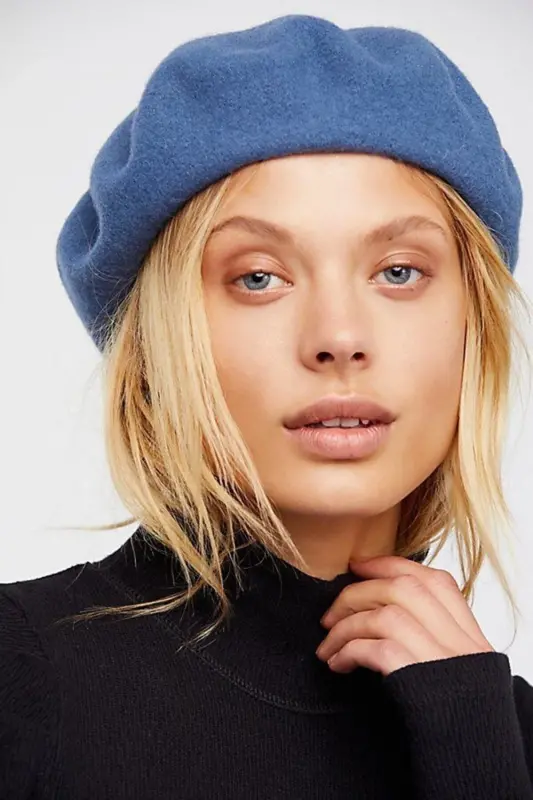 French Painter Australian Wool Felt Beret Indigo - Indigo - 1