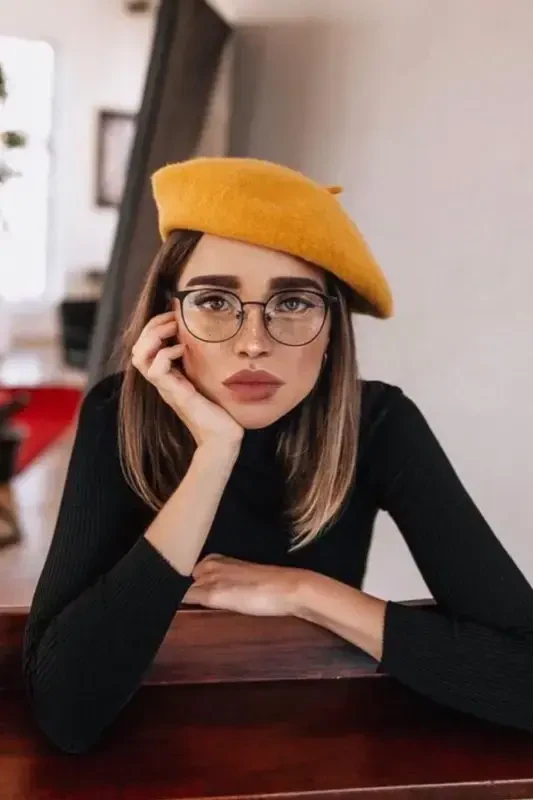 French Painter Australian Wool Felt Beret Mustard-Mustard - GOLDMINE