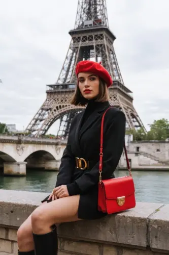 French Painter Australian Wool Felt Beret Red-Red - 8