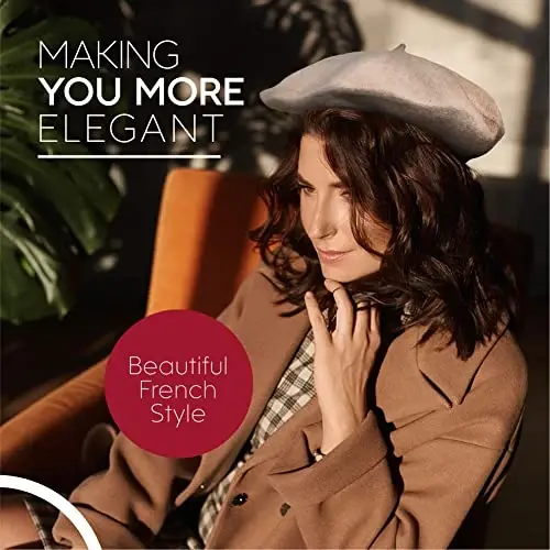 French Wool Beret Hat - Classic Stretchable - One Size Fits Most - Solid Color - Stylish Chic Parisian - 3