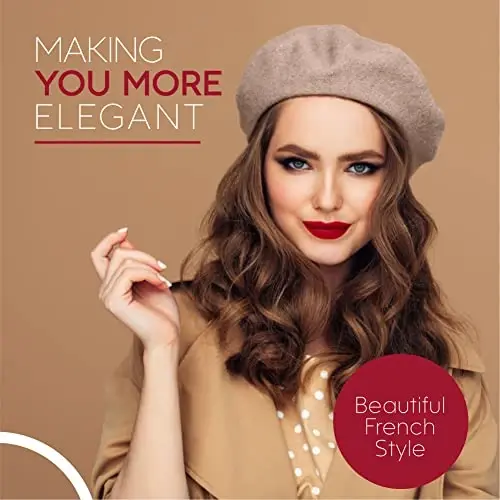 French Wool Beret Hat - Classic Stretchable - One Size Fits Most - Solid Color - Stylish Chic Parisian - 2