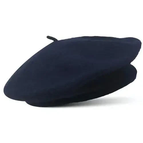 French Wool Beret Hat - Classic Stretchable - One Size Fits Most - Solid Color - Stylish Chic Parisian - 1