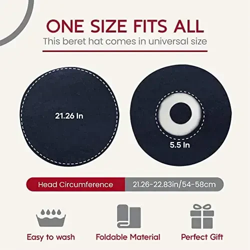 French Wool Beret Hat - Classic Stretchable - One Size Fits Most - Solid Color - Stylish Chic Parisian - 6