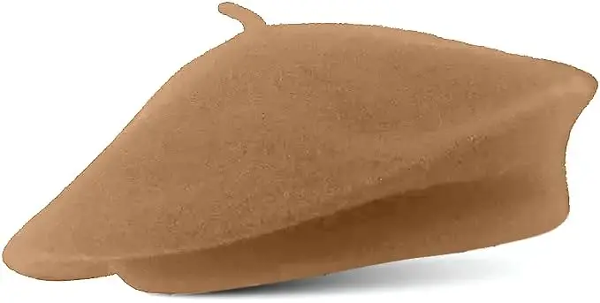 French Wool Beret Hat - Classic Stretchable - One Size Fits Most - Solid Color - Stylish Chic Parisian - 1