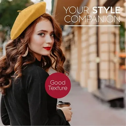 French Wool Beret Hat - Classic Stretchable - One Size Fits Most - Solid Color - Stylish Chic Parisian - 4