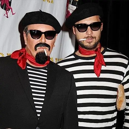 FrencModazonean Beret Women Men, Mustache Halloween Mime Costume Accessory Beanie Caps Classic Wool Winter French Hat Free Size - 3