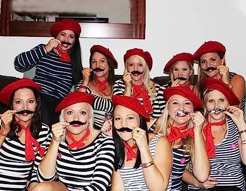 FrencModazonean Beret Women Men, Mustache Halloween Mime Costume Accessory Beanie Caps Classic Wool Winter French Hat Free Size - Frenchman (1)