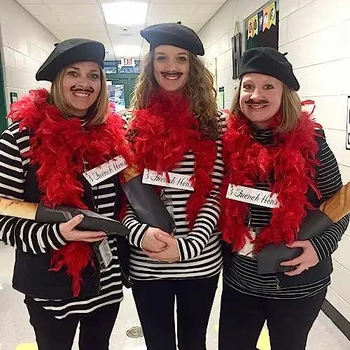 FrencModazonean Beret Women Men, Mustache Halloween Mime Costume Accessory Beanie Caps Classic Wool Winter French Hat Free Size - 2