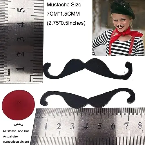 FrencModazonean Beret Women Men, Mustache Halloween Mime Costume Accessory Beanie Caps Classic Wool Winter French Hat Free Size - 7