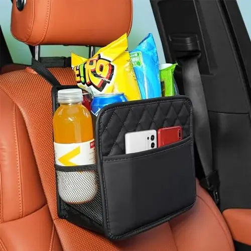 FrgKbTm 2Pack Car Seat Back Organizer, Waterproof Car Backseat Organizer with Cup Holders Large Capacity Hanging Car Storage Bag for Phones Documents Cups Bottle Travel Compatible with Most Vehicles - FRGKBTM