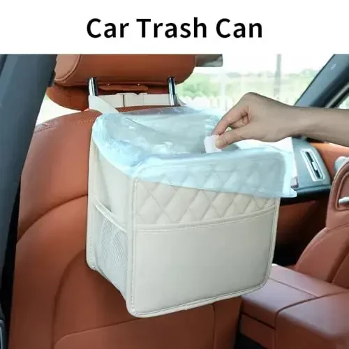 FrgKbTm 2Pack Car Seat Back Organizer, Waterproof Car Backseat Organizer with Tissue Box Hanging Car Storage Bag for Phones Documents Cups Bottle Travel Compatible with Most Vehicles - 4