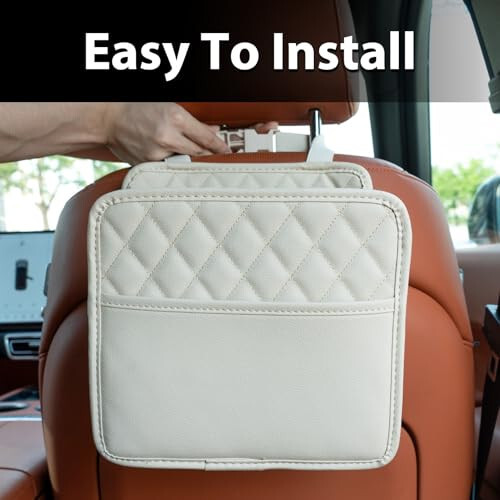 FrgKbTm Car Seat Back Hanging Bag Car Document Holder Multi-Pocket Bottle Bag Storage Box Organizer Travel Tidy Pouch Pocket Kids (Beige C) - 7