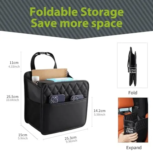 FrgKbTm Car Seat Back Organizer, suv oʻtkazmaydigan avtomobil oʻrindigʻi orqa tashkilotchisi, telefonlar, hujjatlar, stakanlar, butilkalar uchun katta sigʻimli osma avtomobil saqlash sumkasi, koʻpgina transport vositalariga mos keladi - 6