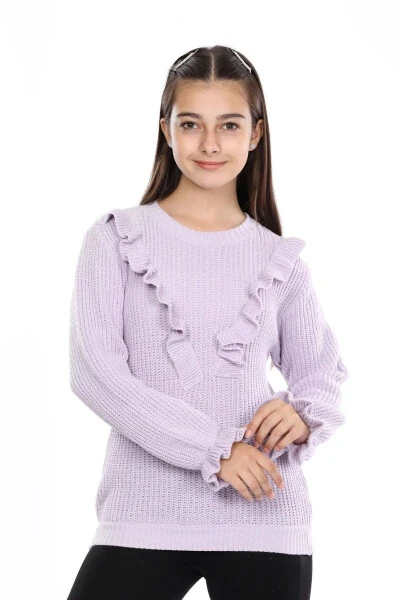 Frill detailed bicycle neck sweater. - GET CRAZY