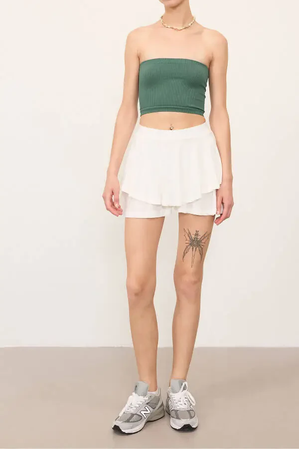 Frill Shorts Skirt with Elastic Waistband E3551-r4 - 1