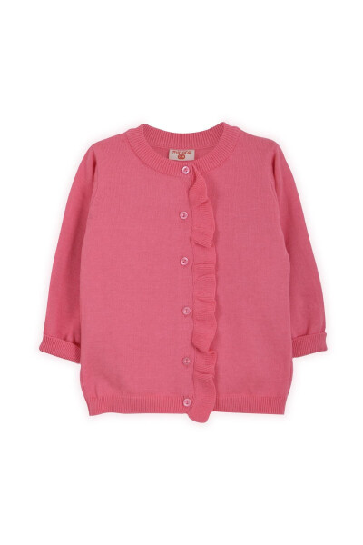 Frilled knitted cardigan for baby girls, 6-24 months (fuchsia) - 1