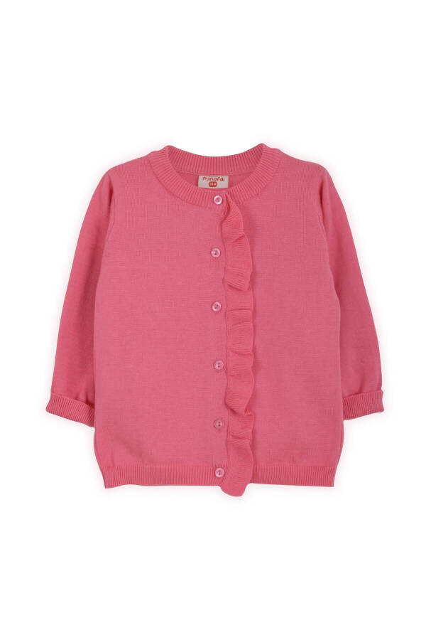 Frilled knitted cardigan for baby girls, 6-24 months (fuchsia) - 1