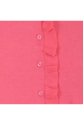 Frilled knitted cardigan for baby girls, 6-24 months (fuchsia) - 3