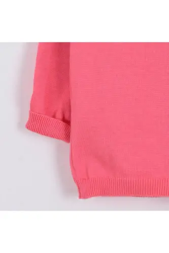 Frilled knitted cardigan for baby girls, 6-24 months (fuchsia) - 4