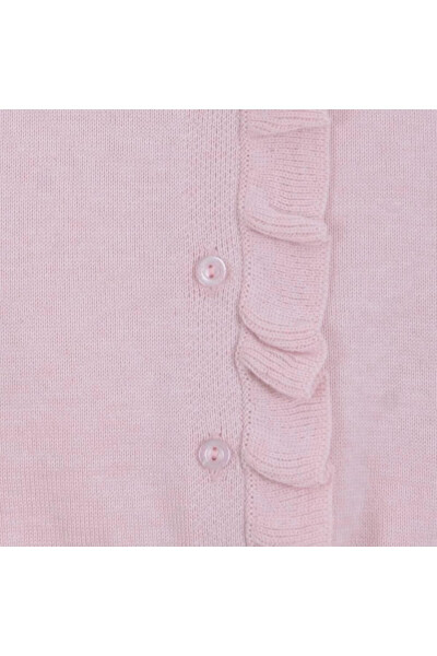 Frilly knitted cardigan for baby girls, 6-24 months (powder pink) - 2