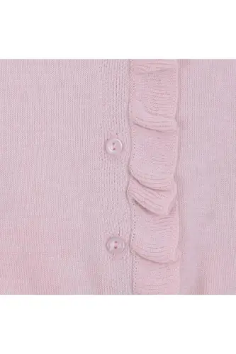 Frilly knitted cardigan for baby girls, 6-24 months (powder pink) - 3