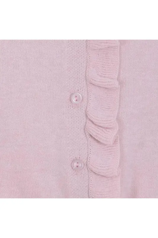 Frilly knitted cardigan for baby girls, 6-24 months (powder pink) - 3